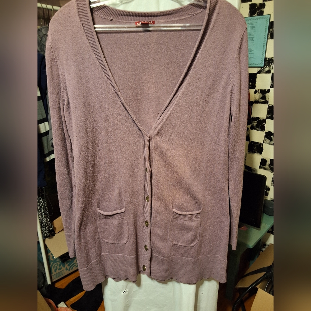 Merona Cozy Lilac Cardigan Sweater Size Lg